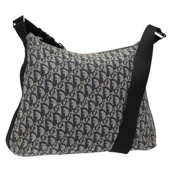 DIOR Trotter Canvas Shoulder Bag Navy Silver - Picture 1 of 13